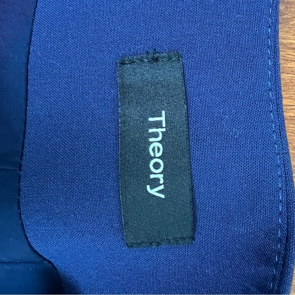 Theory Nocturne Navy Blue Good Wool Open Front Lindrayia Blazer Jacket Size 10 - Picture 5 of 8